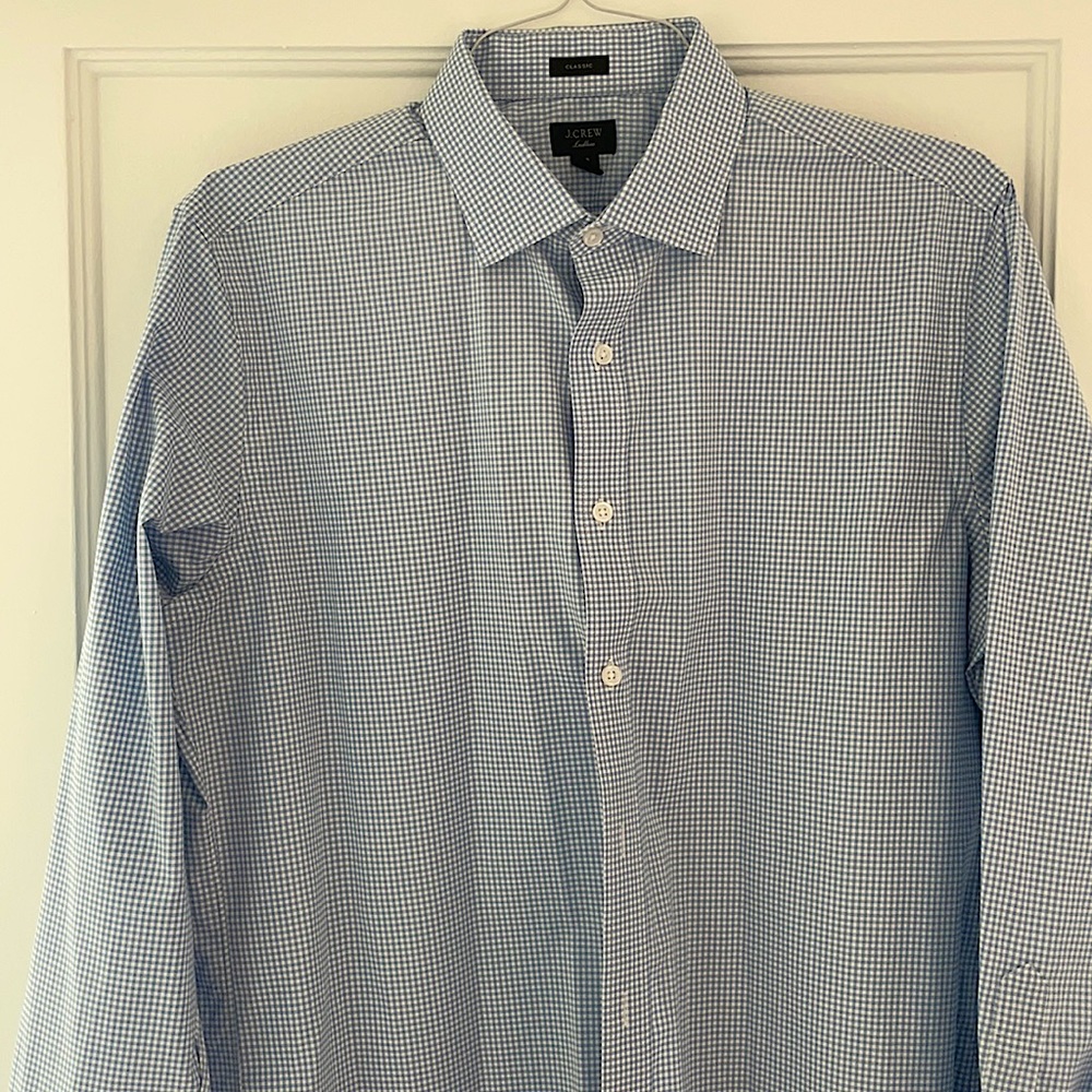 J Crew Dress Button Down - Gingham Blue